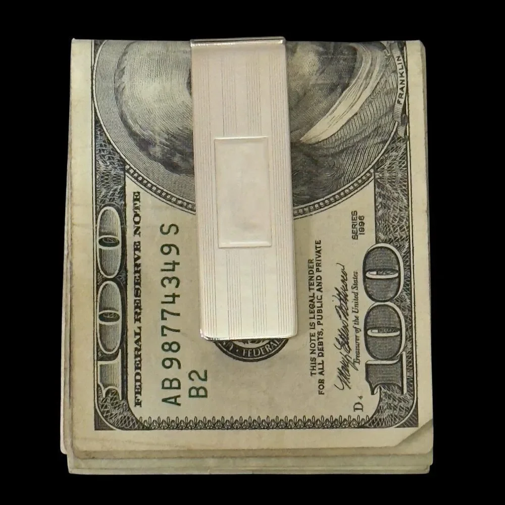 Tiffany & Co Etched Money Clip Sterling Silver Estate TIF910
